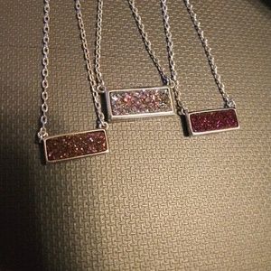 3 amethyst druzy necklaces
